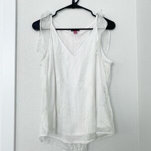White Sleeveless Lace Women's Top